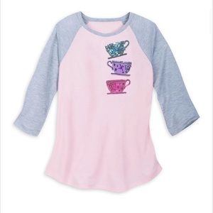 Disney Parks Teacups Sequined Baseball T-Shirt
